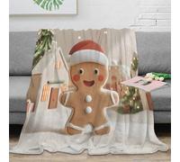 stampa 3D Natale cookie coperta da camera da letto microfibra biancheria da letto termica coperta per tutte le stagioni anti-pilling per tutto l'anno Festive gingerbread 70×80inch(180x200cm)