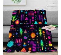 stampa 3D NeonPatterns coperta per aria condizionata microfibra biancheria da letto morbida coperta da pisolino soffice anti-pilling per riposo in casa AbstractGeometricDesign 40x50inch(100x130cm)