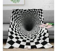 stampa 3D optical illusion coperta per tutte le stagioni microfibra biancheria da letto anti-pilling coperta versatile non perde pelo per regali tutto l'anno black bianco 40x50inch(100x130cm)