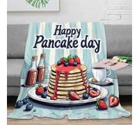 stampa 3D Pancake stack coperta da camera da letto microfibra biancheria da letto compatta coperta da letto morbida per monolocali studenteschi cartone animato breakfast 40x50inch(100x130cm)