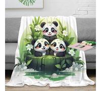 stampa 3D panda trio plaid da divano microfibra biancheria da letto morbido coperta da divano anti-pilling per uffici open space giovanili cartone animato animal 40x50inch(100x130cm)