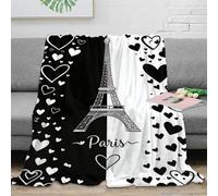stampa 3D Paris Eiffel Tower coperta per tutte le stagioni biancheria da letto lavabile coperta versatile morbida per giovani in ogni periodo dell'anno Black bianco romantic 80×90inch(200x230cm)