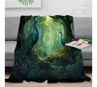 stampa 3D Peacock in forest coperta da pisolino microfibra biancheria da letto non perde pelo plaid da pisolino caldo per regali per chi ama riposare Fantasy jungle arte 40x50inch(100x130cm)
