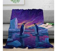 stampa 3D Penguin arte coperta da divano microfibra biancheria da letto soffice e calda coperta da salotto traspirante anti-pilling per soggiorno Fantasy polar landscape 70×80inch(180x200cm)