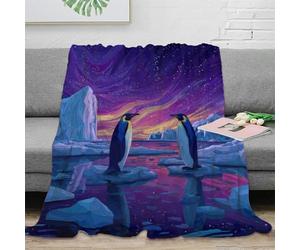 stampa 3D Penguin arte coperta da divano microfibra biancheria da letto soffice e calda coperta da salotto traspirante anti-pilling per soggiorno Fantasy polar landscape 60x80inch(150x200cm)