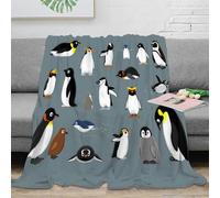 stampa 3D Penguin collection coperta da letto microfibra biancheria da letto calda e soffice coperta per tutte le stagioni traspirante per ogni periodo dell'anno cartoon animal 60x80inch(150x200cm)
