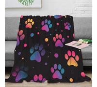 stampa 3D Pet paw prints coperta per tutte le stagioni microfibra biancheria da letto non perde pelo coperta versatile anti-pilling per giovani in casa Colorful gradient design 70×80inch(180x200cm)