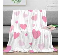 stampa 3D Pink hearts pattern coperta da riposo microfibra biancheria da letto morbida plaid da riposo caldo e traspirante lavabile in lavatrice per relax Soft pastel design 60x80inch(150x200cm)