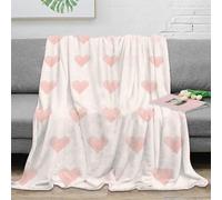stampa 3D Pink hearts pattern coperta in pile microfibra biancheria da letto compatta coperta da pisolino morbida per studenti in residenza universitaria Soft romantic design 50x60inch(127x152cm)