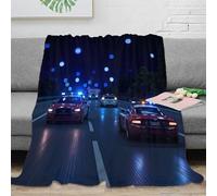 stampa 3D police car lights coperta da divano microfibra biancheria da letto soffice e calda coperta da salotto traspirante anti-pilling per soggiorno night emergency scena 50x60inch(127x152cm)