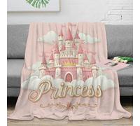 stampa 3D Princess castle coperta in pile microfibra biancheria da letto traspirante plaid in pile morbido per studenti durante le lezioni online Fantasy fairy tale 70×80inch(180x200cm)