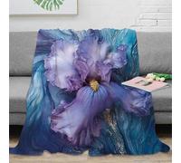 stampa 3D Purple iris flo coperta da salotto microfibra biancheria da letto soffice e calda coperta da camera da letto non perde pelo per uso residenziale abstract floreale ar 80×90inch(200x230cm)