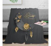 stampa 3D Ramadan decor coperta da ufficio microfibra biancheria da letto morbida coperta da riposo calda lavabile in lavatrice per pause lavorative Islamic festive design 60x80inch(150x200cm)