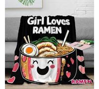 stampa 3D Ramen bowl carino coperta termica microfibra biancheria da letto morbida plaid termico soffice e caldo anti-pilling non perde pelo per inverno Japanese food cartoon 70×80inch(180x200cm)