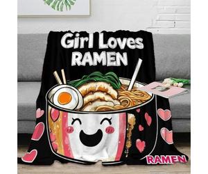 stampa 3D Ramen bowl carino coperta termica microfibra biancheria da letto morbida plaid termico soffice e caldo anti-pilling non perde pelo per inverno Japanese food cartoon 70×80inch(180x200cm)