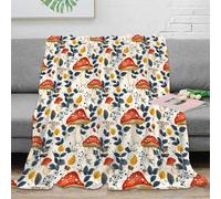 stampa 3D Red mushrooms coperta da camera da letto biancheria da letto non perde pelo plaid da camera morbido per regali per neo proprietari di casa Botanical forest pattern 80×90inch(200x230cm)