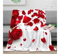 stampa 3D Red roses coperta microfibra biancheria da letto anti-pilling e calda plaid da divano morbido non perde pelo per uso domestico generico Romantic floreale design 80×90inch(200x230cm)