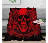 stampa 3D Red teschio arte coperta biancheria da letto calda e traspirante coperta da camera da letto morbida anti-pilling non perde pelo per camera Gothic orrore illust 40x50inch(100x130cm)