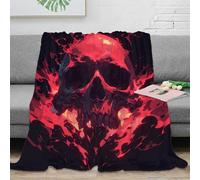 stampa 3D Red teschio fire coperta in pile microfibra biancheria da letto non perde pelo plaid in pile morbido e caldo lavabile in lavatrice per casa digital orrore arte 40x50inch(100x130cm)