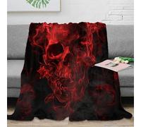 stampa 3D red teschio smoke coperta per aria condizionata microfibra biancheria da letto anti-pilling plaid per estate morbido per giovani in estate gotico orrore design 50x60inch(127x152cm)