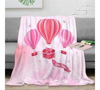 stampa 3D Romantic balloons coperta da pisolino microfibra biancheria da letto non perde pelo plaid da pisolino morbido e caldo anti-pilling per pisolini Pink heart-themed 40x50inch(100x130cm)