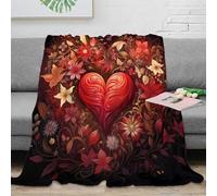 stampa 3D Romantic heart coperta da pisolino microfibra biancheria da letto anti-pilling coperta da ufficio morbida e calda non perde pelo per ufficio Floral arte design 40x50inch(100x130cm)
