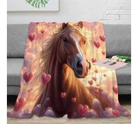 stampa 3D Romantic horse arte plaid microfibra biancheria da letto morbido e caldo coperta per aria condizionata anti-pilling per regali per amici Fantasy heart theme 40x50inch(100x130cm)
