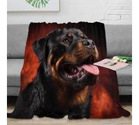 stampa 3D Rottweiler cane coperta da salotto microfibra biancheria da letto lavabile in lavatrice coperta da soggiorno morbida per giovani in serate con amici Portrait pet image 70×80inch(180x200cm)