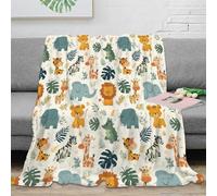 stampa 3D Safari animals coperta microfibra biancheria da letto anti-pilling e calda plaid da divano morbido non perde pelo per uso domestico generico cartoon jungle design 70×80inch(180x200cm)