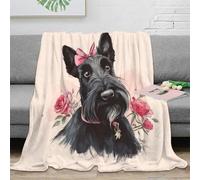 stampa 3D Scottish Terrie coperta da letto microfibra biancheria da letto trattiene il calore coperta da divano lavabile in lavatrice per tutta la famiglia Illustrated Pet Port 70×80inch(180x200cm)
