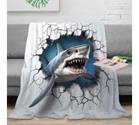 stampa 3D Shark breaking wall coperta da salotto microfibra biancheria da letto anti-pilling plaid da salotto morbido e caldo lavabile in lavatrice per soggiorno D illusion arte 40x50inch(100x130cm)