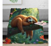stampa 3D Sloth sleeping coperta da camera da letto microfibra biancheria da letto termica coperta per tutte le stagioni anti-pilling per tutto l'anno Forest animal illust 50x60inch(127x152cm)