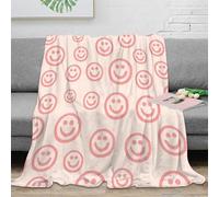 stampa 3D Smiley volto pattern coperta da letto biancheria da letto calda e soffice coperta per tutte le stagioni traspirante per ogni periodo dell'anno Pastel rosa doodle 80×90inch(200x230cm)