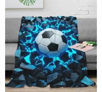 stampa 3D Soccer ball impact plaid da divano microfibra biancheria da letto soffice coperta da pisolino morbida e calda anti-pilling per pisolini pomeridiani Electric blue burst 80×90inch(200x230cm)
