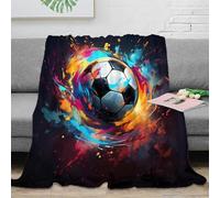 stampa 3D SoccerBallArt coperta microfibra biancheria da letto calda e traspirante coperta da camera da letto morbida anti-pilling non perde pelo per camera VibrantDigitalStyle 80×90inch(200x230cm)