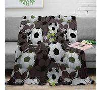 stampa 3D SoccerBallPattern coperta da letto biancheria da letto morbida traspirante coperta in pile termica lavabile in lavatrice per tutta la famiglia SportyGraphicDesign 40x50inch(100x130cm)