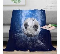 stampa 3D SoccerBallSplash plaid da divano microfibra biancheria da letto soffice coperta da pisolino morbida e calda anti-pilling per pisolini pomeridiani DynamicSportsAction 80×90inch(200x230cm)