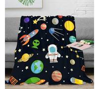 stampa 3D Space adventure coperta per tutte le stagioni microfibra biancheria da letto morbida plaid termico lavabile in lavatrice per uso in ogni stagione cartoon space theme 50x60inch(127x152cm)