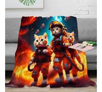 stampa 3D space cats adventure coperta da ufficio microfibra biancheria da letto compatta coperta da pisolino morbida e calda lavabile in lavatrice per pause cartoon sci-fi 50x60inch(127x152cm)