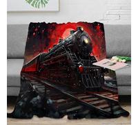 stampa 3D Steam locomotive coperta da pisolino microfibra biancheria da letto non perde pelo plaid da pisolino caldo per regali per chi ama riposare fantasy arte 70×80inch(180x200cm)