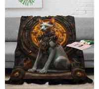 stampa 3D Steampunk cat coperta da ufficio microfibra biancheria da letto leggera coperta da riposo calda per giovani lavoratori dipendenti Mechanical fantasy arte 70×80inch(180x200cm)