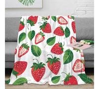 stampa 3D Strawberry pattern coperta per tutte le stagioni microfibra biancheria da letto non perde pelo coperta versatile anti-pilling per giovani in casa Illustrated fruit 60x80inch(150x200cm)