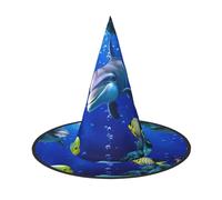 Stampa 3D subacquea con stampa di delfi e pesci del mondo sottomarino per Halloween, cappelli da strega, accessori per costumi, decorazioni per casa, cortile, portico, 3 pezzi