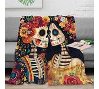 stampa 3D sugar teschio couple coperta per tutte le stagioni microfibra biancheria da letto non perde pelo coperta versatile anti-pilling per giovani in casa Day of Dead arte 70×80inch(180x200cm)