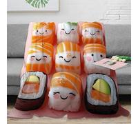 stampa 3D Sushi characters plaid da camera da letto microfibra biancheria da letto soffice coperta in pile anti-pilling lavabile in lavatrice per camera Carino cartone animato 50x60inch(127x152cm)