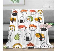 stampa 3D Sushi designs plaid da salotto microfibra biancheria da letto soffice e caldo coperta da camera da letto lavabile in lavatrice per camera Kawaii cartone animato 40x50inch(100x130cm)
