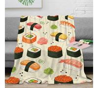 stampa 3D Sushi rolls coperta per aria condizionata microfibra biancheria da letto morbida coperta per estate leggera per regali per vacanze estive Japanese food illustrazione 60x80inch(150x200cm)