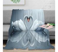 stampa 3D Swan love coperta per tutte le stagioni microfibra biancheria da letto morbida coperta versatile anti-pilling per giovani in ogni stagione Romantic heart design 40x50inch(100x130cm)