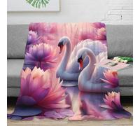 stampa 3D Swans in rosa coperta in pile microfibra biancheria da letto morbida e calda plaid in pile non perde pelo per giovani amanti del comfort Nature fantasy arte 50x60inch(127x152cm)