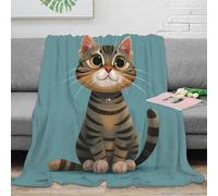 stampa 3D tabby cat coperta per tutte le stagioni microfibra biancheria da letto morbida plaid versatile caldo e soffice anti-pilling per ogni stagione cartone animato animal 40x50inch(100x130cm)
